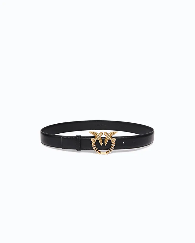 Pinko Low Love Berry pasek skórzany 3cm kryształki