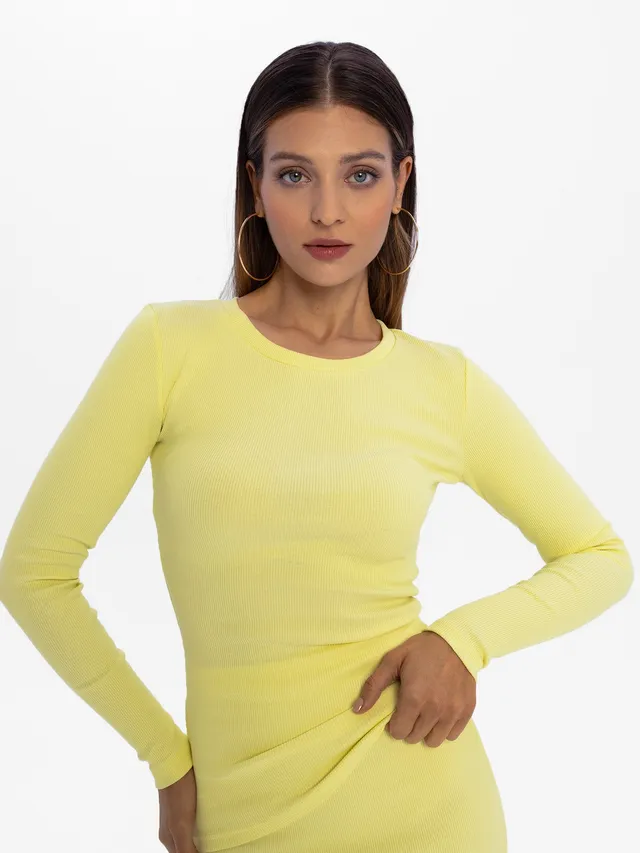 Nudyess Eos top basic butter yellow XS/S bawełna