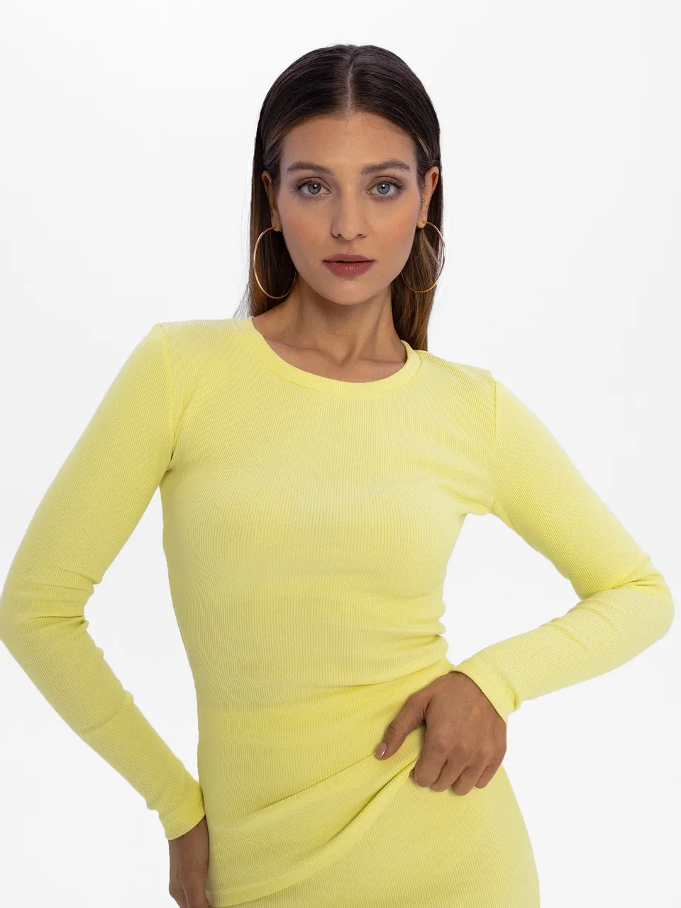 Nudyess Eos top basic butter yellow XS/S bawełna