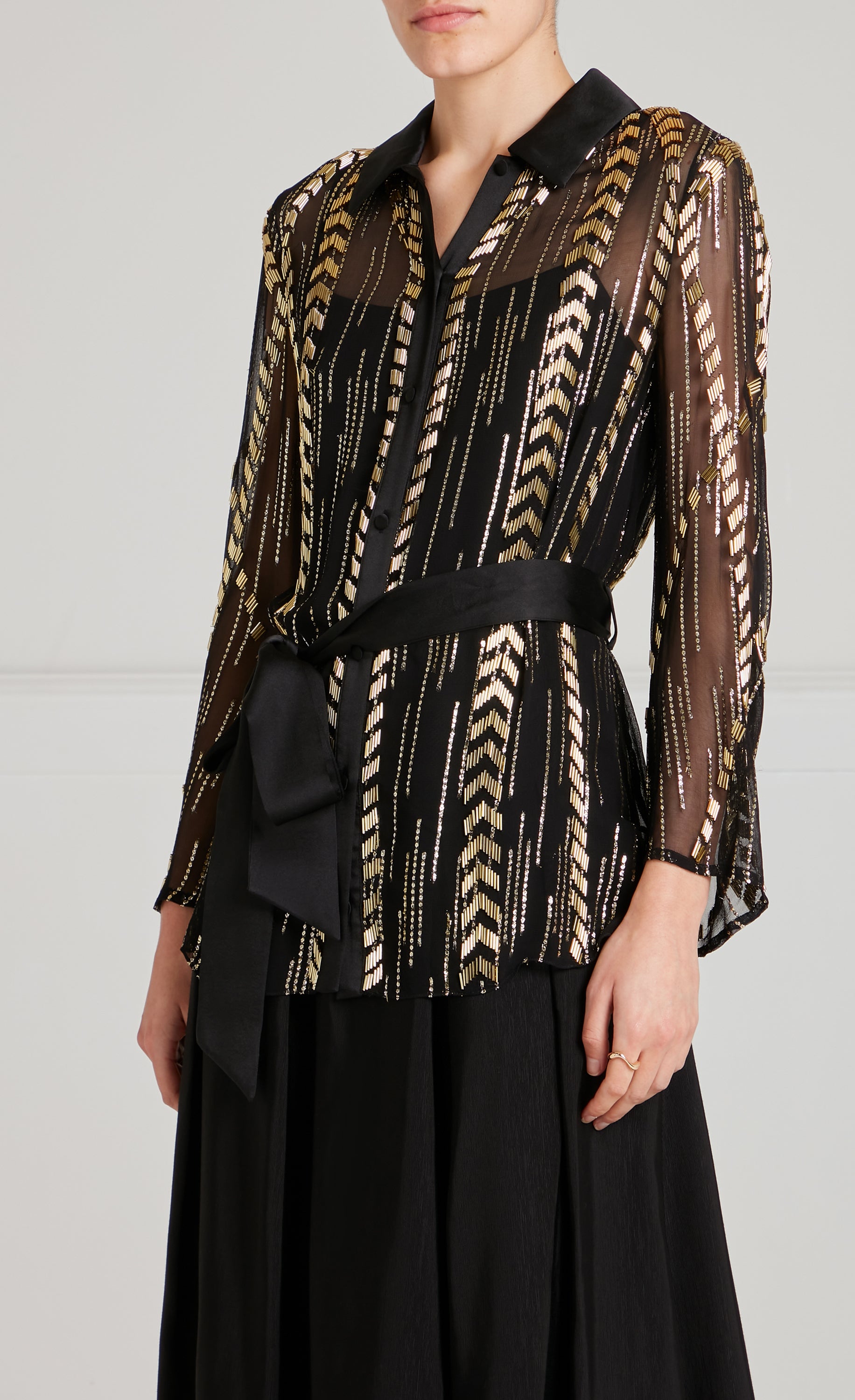 Temperley London Viola koszula czarna cekinowa