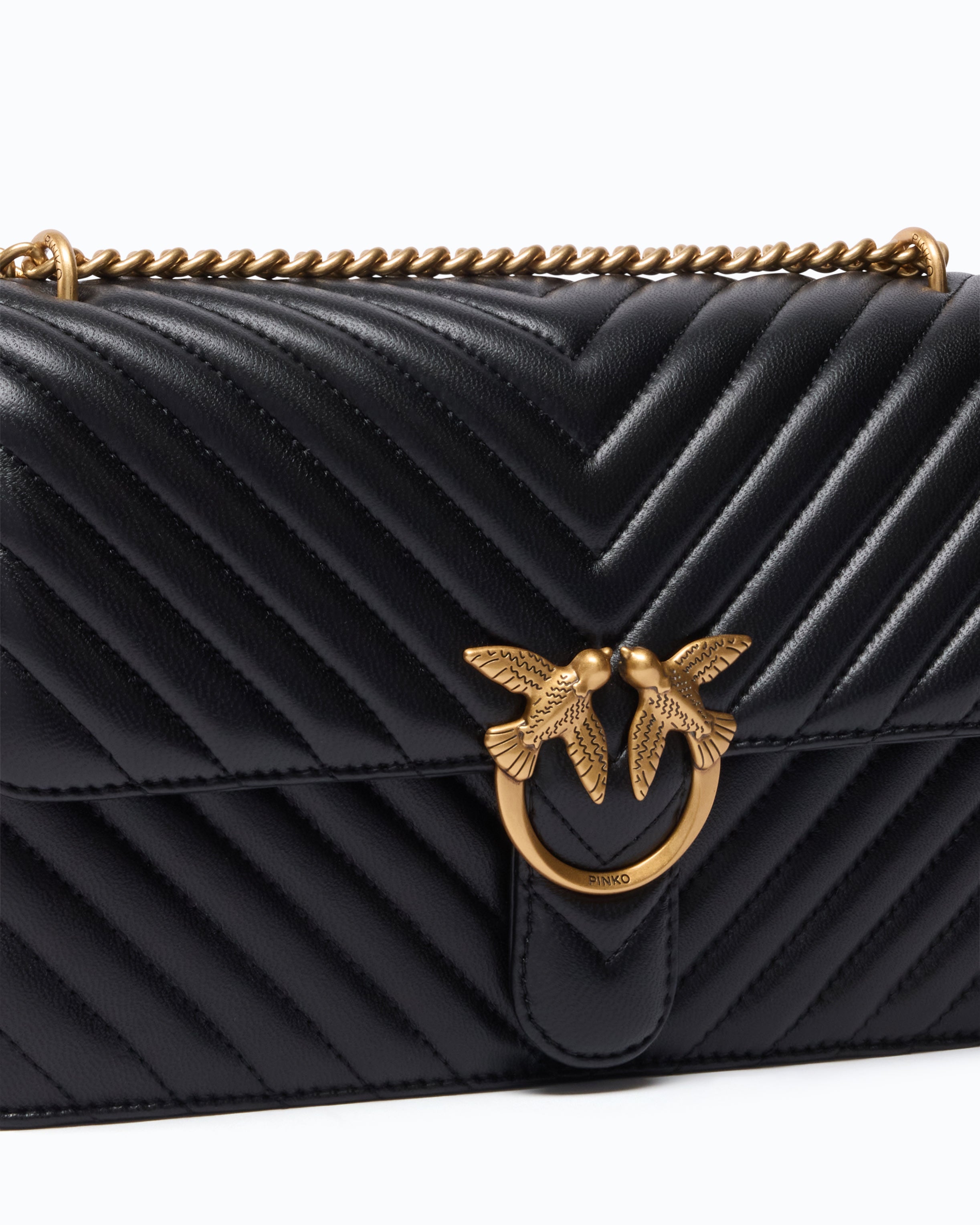 Pinko Love Bag One torebka pikowana czarna średnia