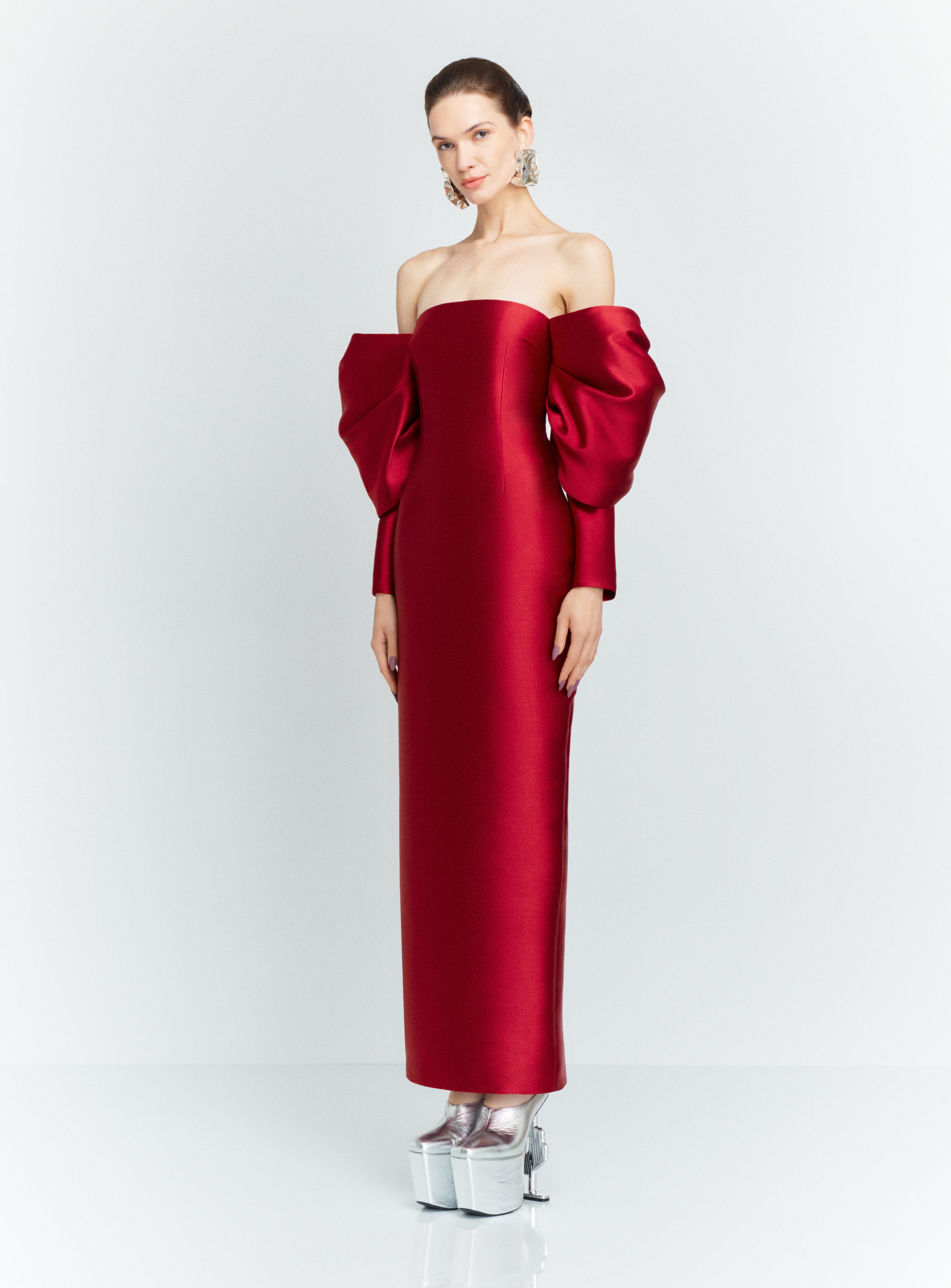 Solace London Laylah sukienka wieczorowa maxi ruby bez ramiączek