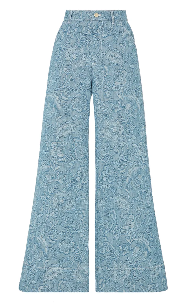 Temperley London Francis spodnie jeansowe niebieskie wide-leg