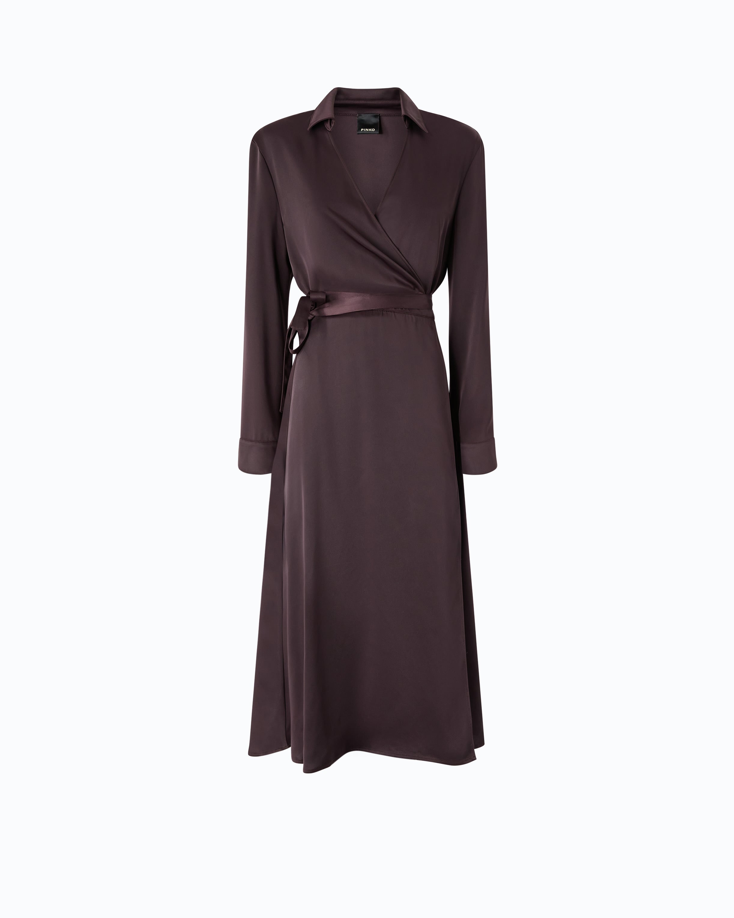 Pinko Ankur Dress sukienka midi brązowa kopertowa
