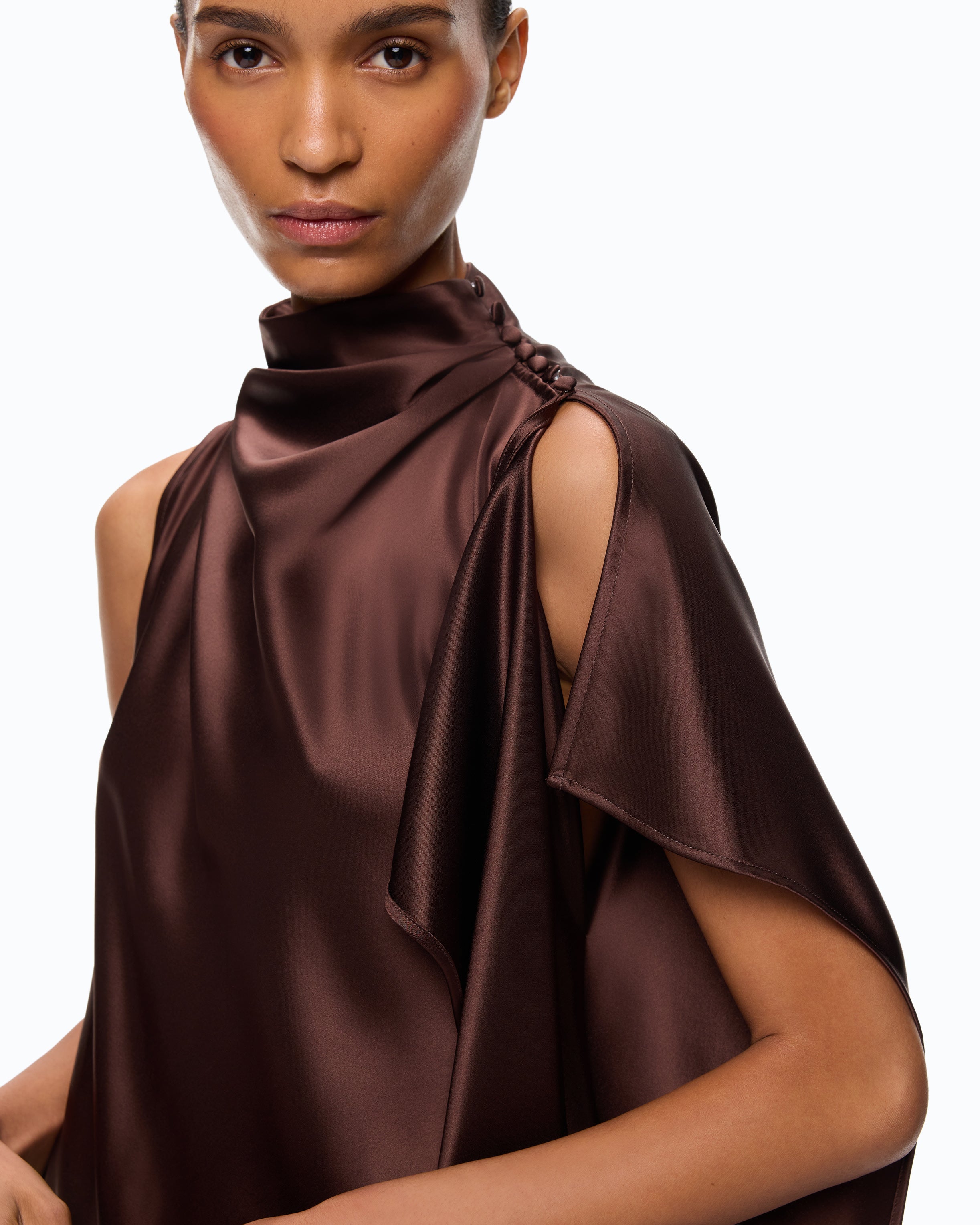 Pinko De Tomaso Dress długa sukienka satynowa brązowa