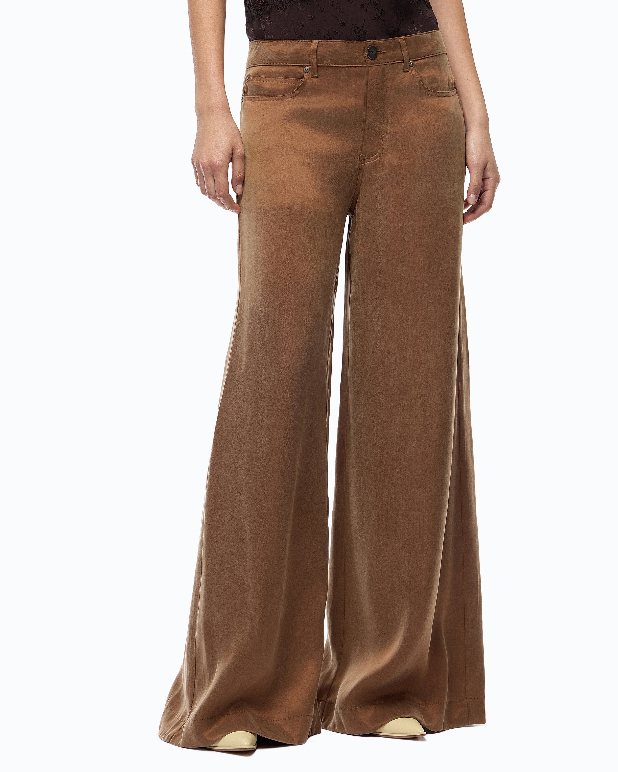 Pinko Porta Pants spodnie brązowe palazzo