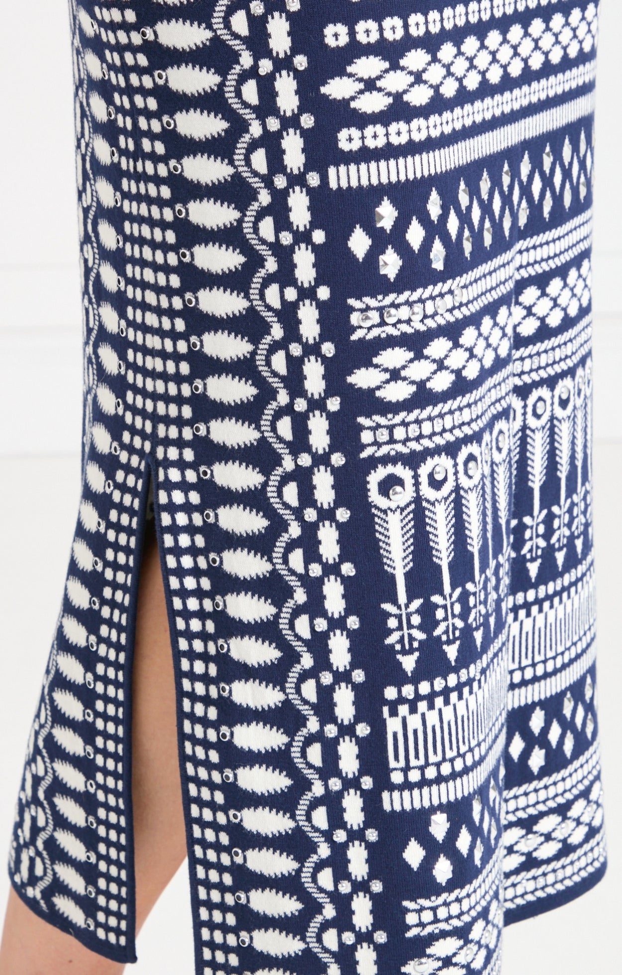 Temperley London Tlalli spódnica midi navy silver