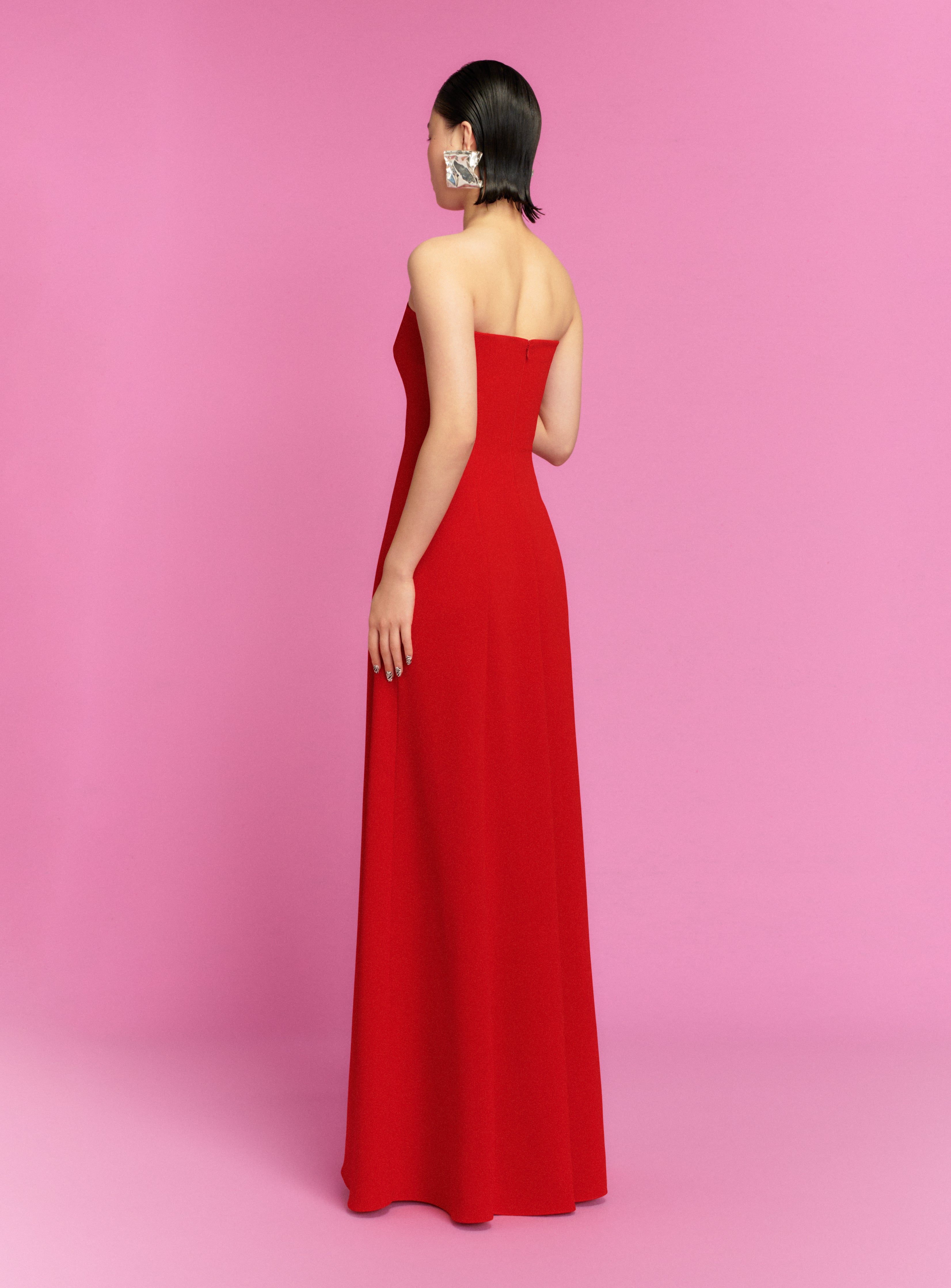 Solace London Helena sukienka maxi czerwona bez ramiączek