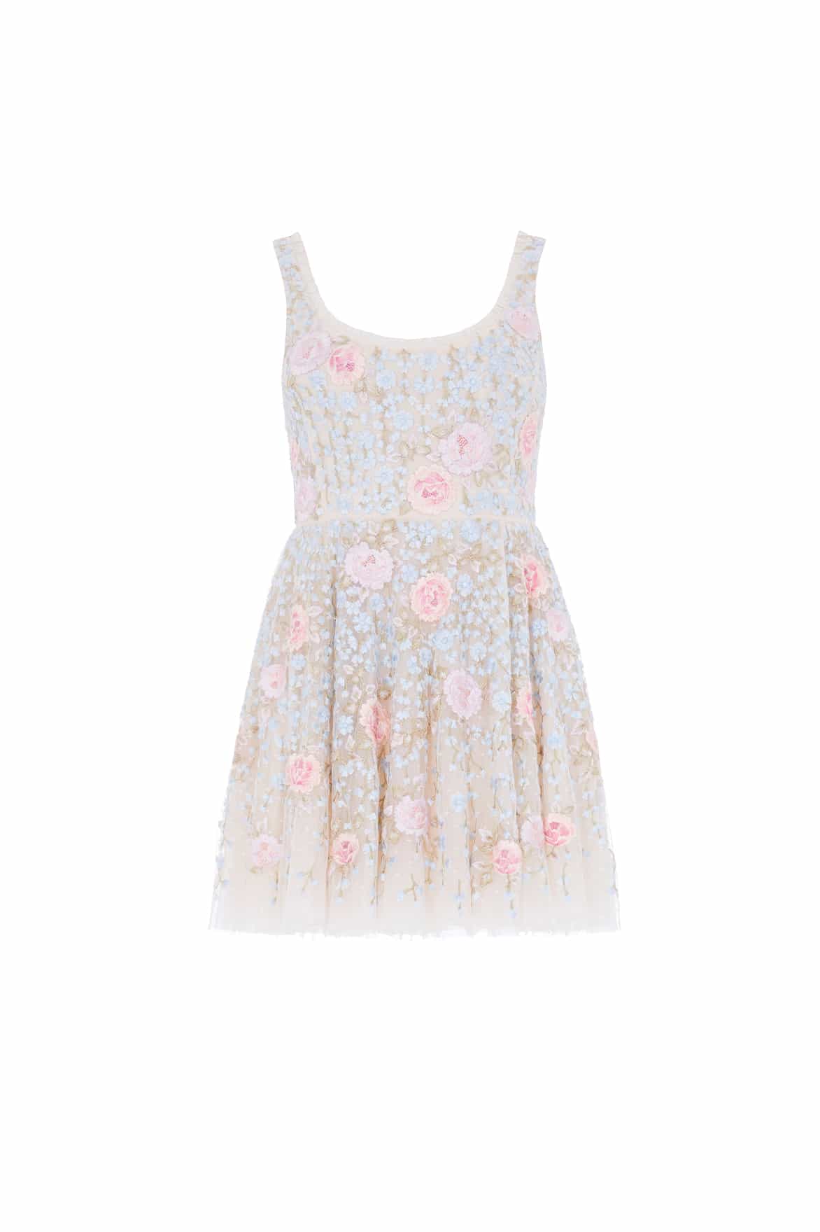 Needle & Thread Cressida Embroidery sukienka Cream haftowana