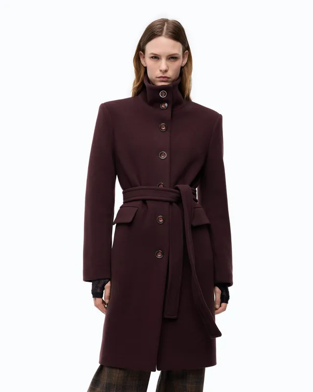 Pinko Citiso Coat płaszcz bordowy wełna