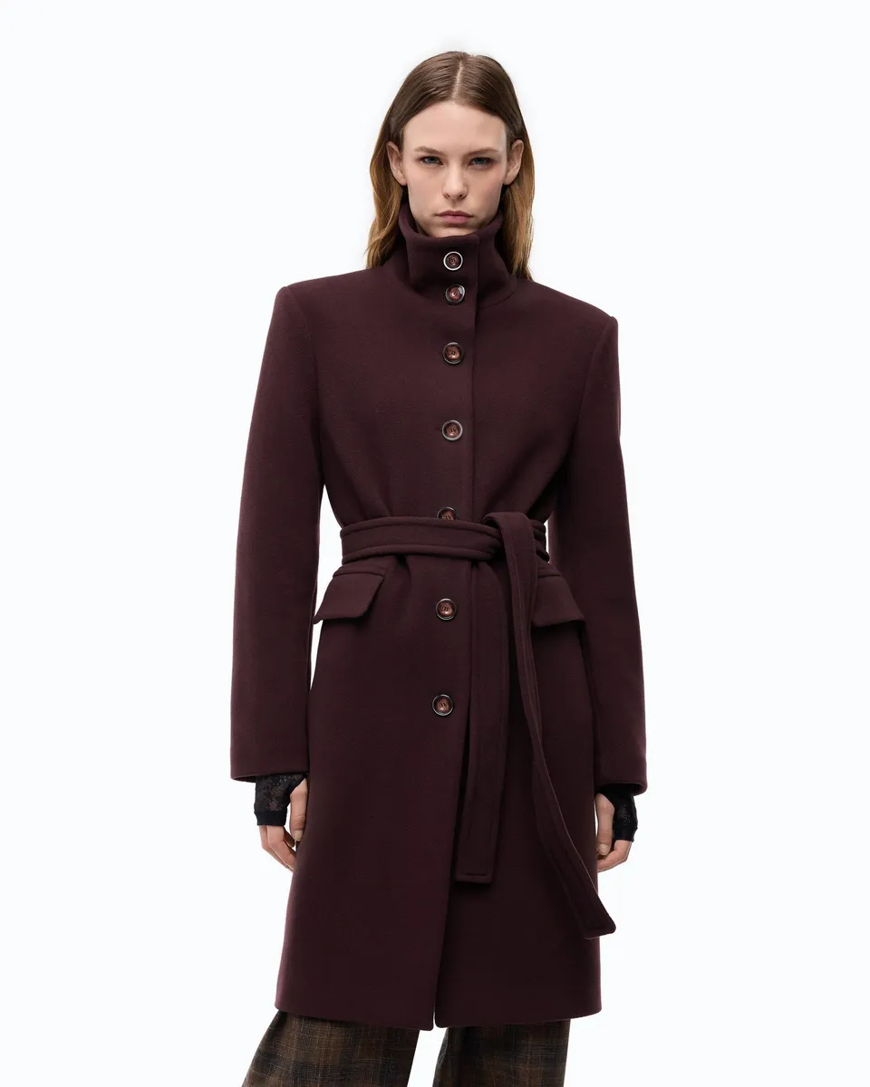 Pinko Citiso Coat płaszcz bordowy wełna