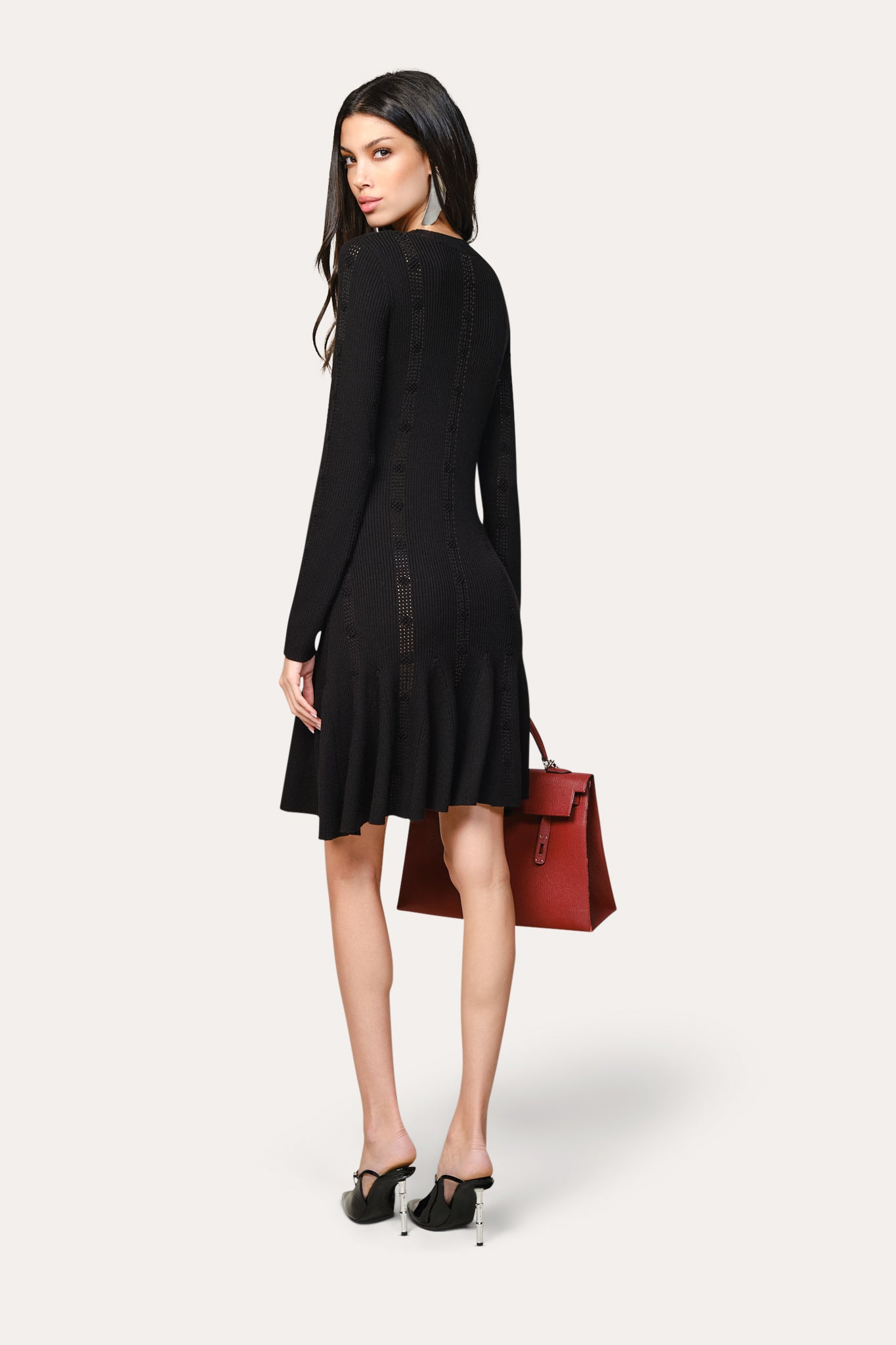 Elie Tahari ED5YG605 sukienka czarna mini wełniana