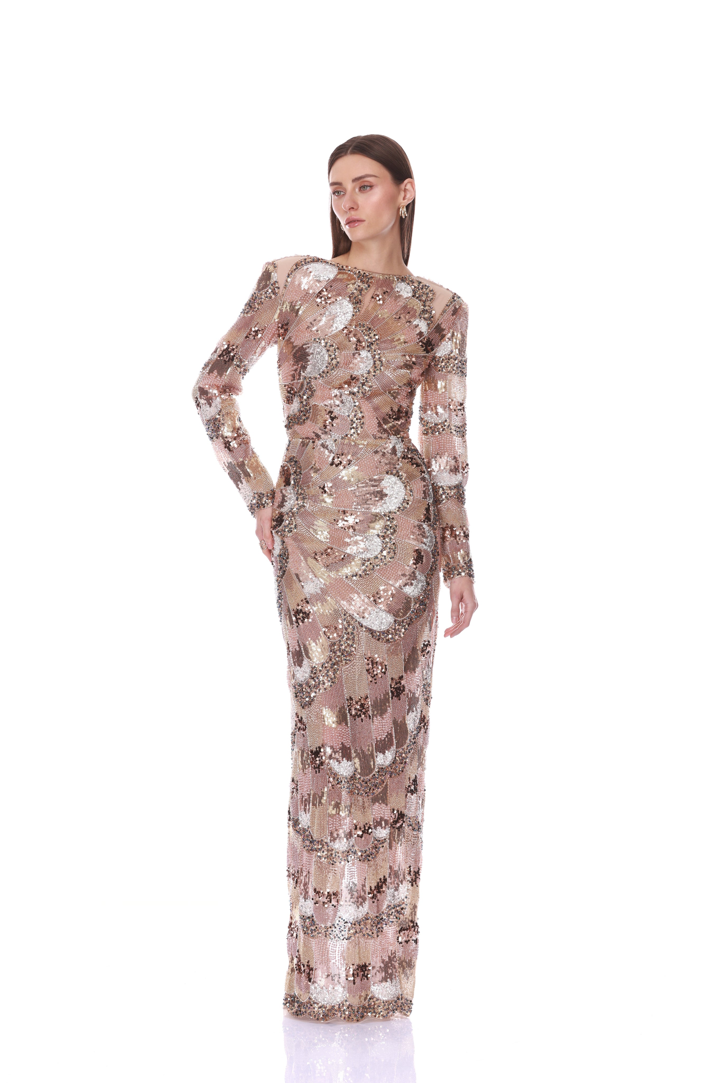Bronx and Banco Metallic sukienka wieczorowa cekinowa maxi