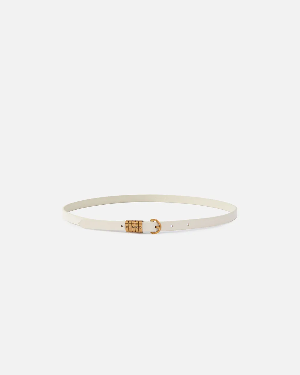 Pinko Saddle Belt H1 pasek skórzany 1,2 cm srebrny