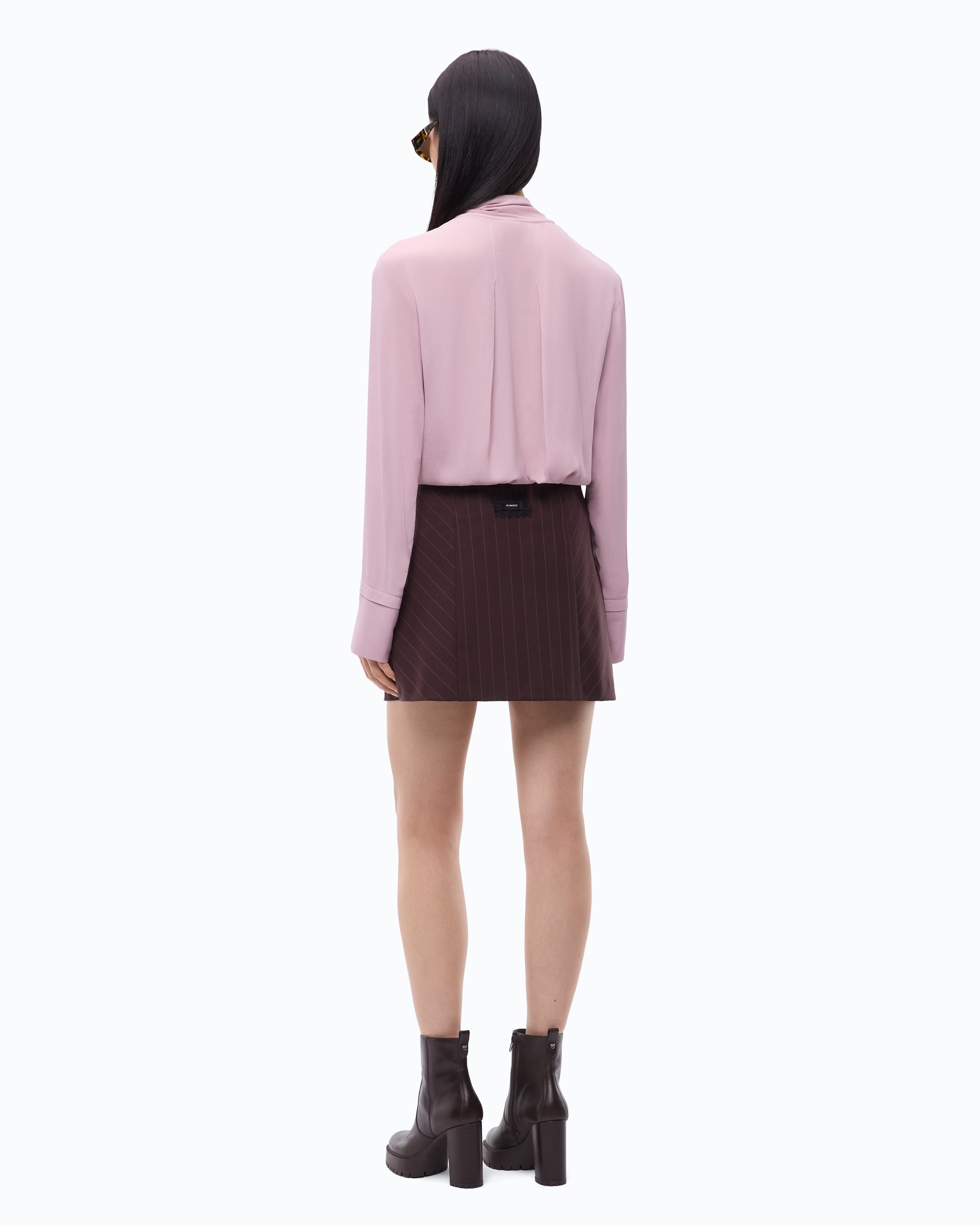 Pinko Brunnera Blouse bluzka różowa z szarfą