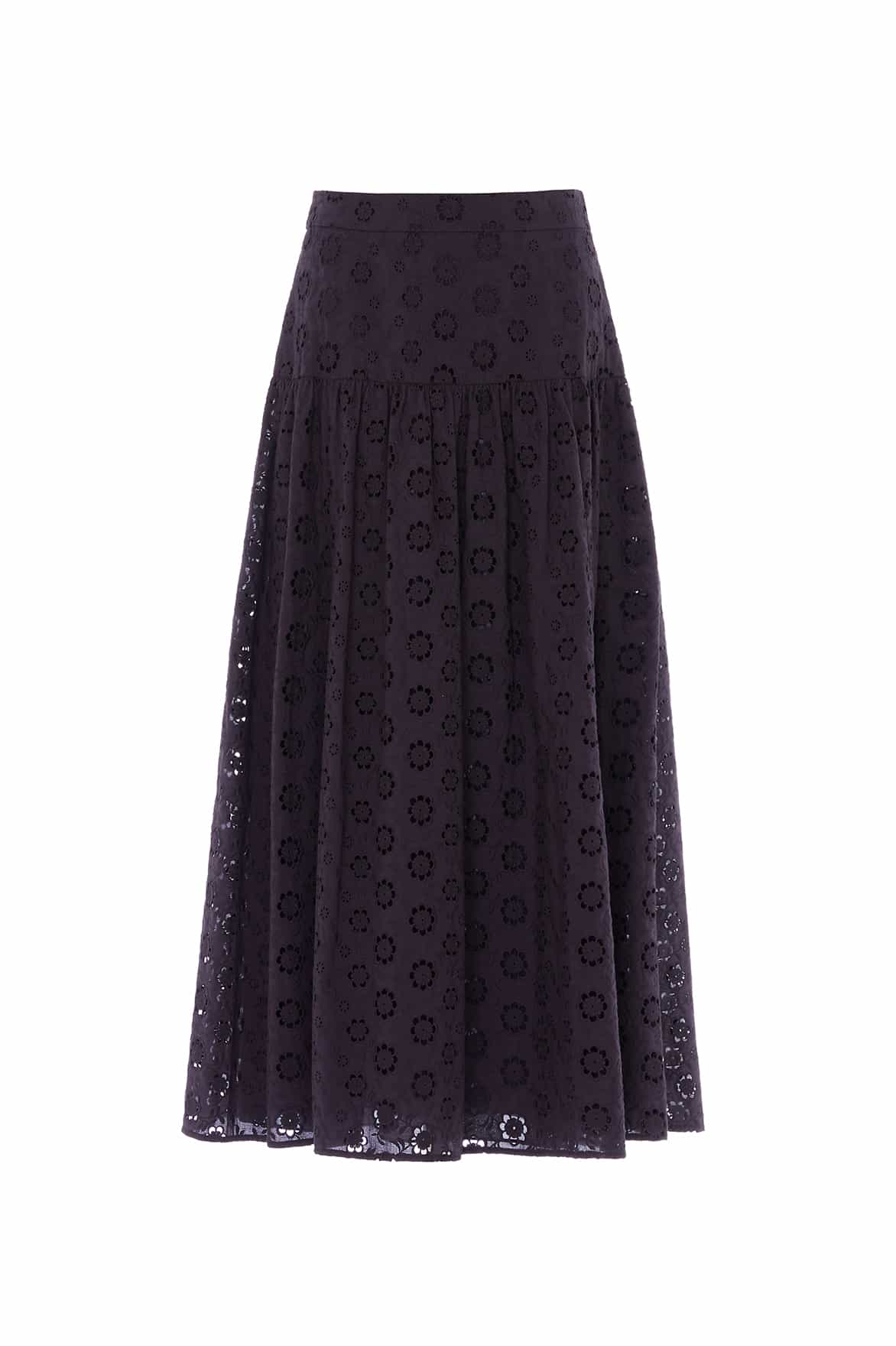 Needle & Thread Romilly Broderie spódnica czarna haftowana