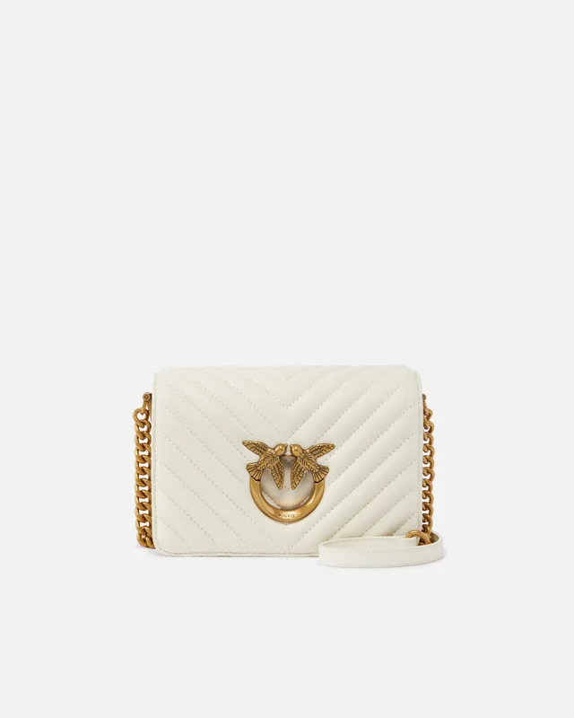 Pinko Love Click Mini torebka pikowana biala chevron