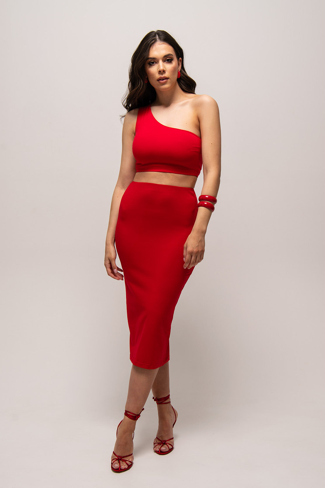 Nudyess Hawaii top red jedno ramię bawełna