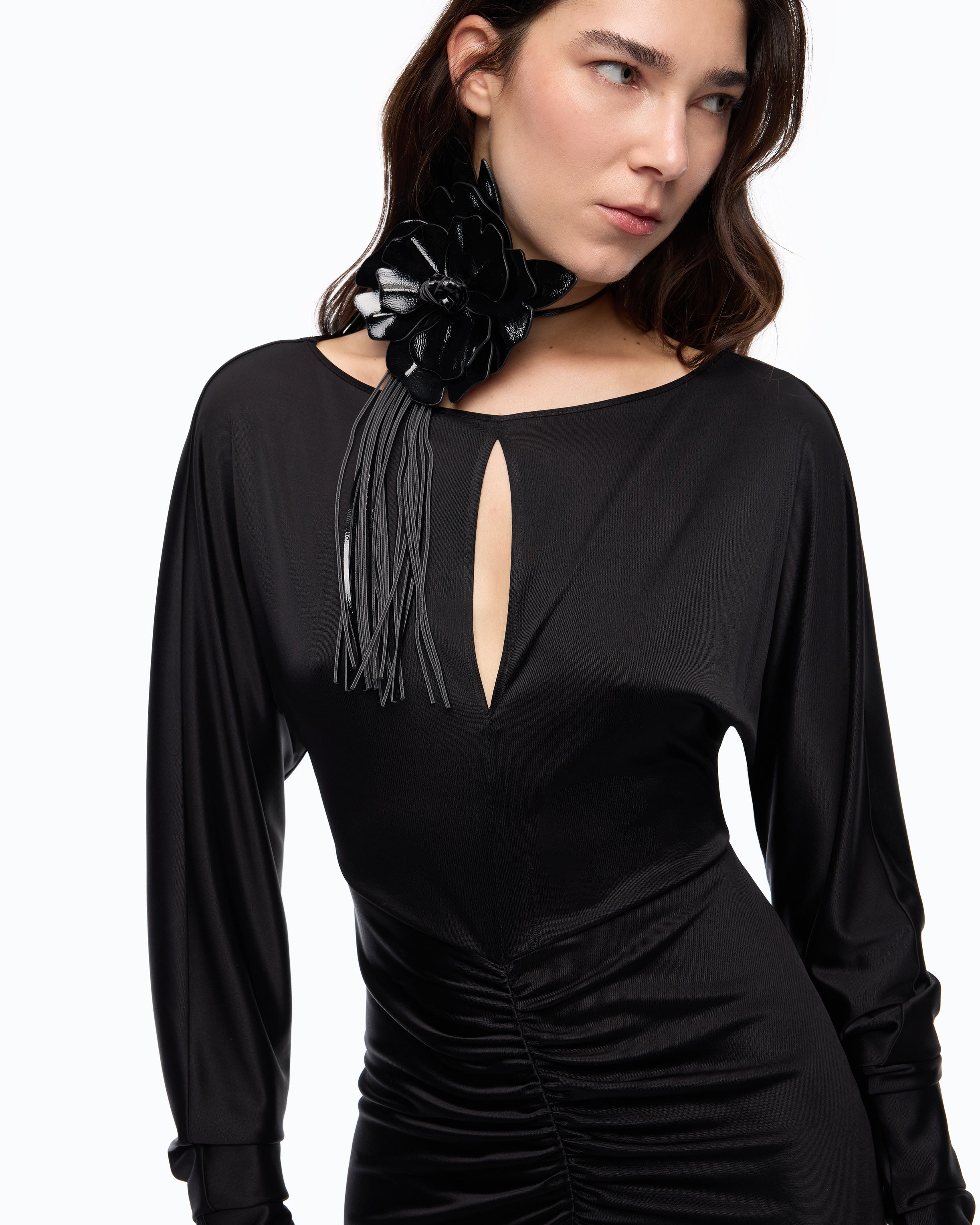 Pinko Lybra Dress sukienka midi czarna satyna