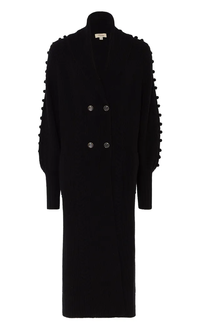 Temperley London Chrissie płaszcz dzianinowy czarny wełna