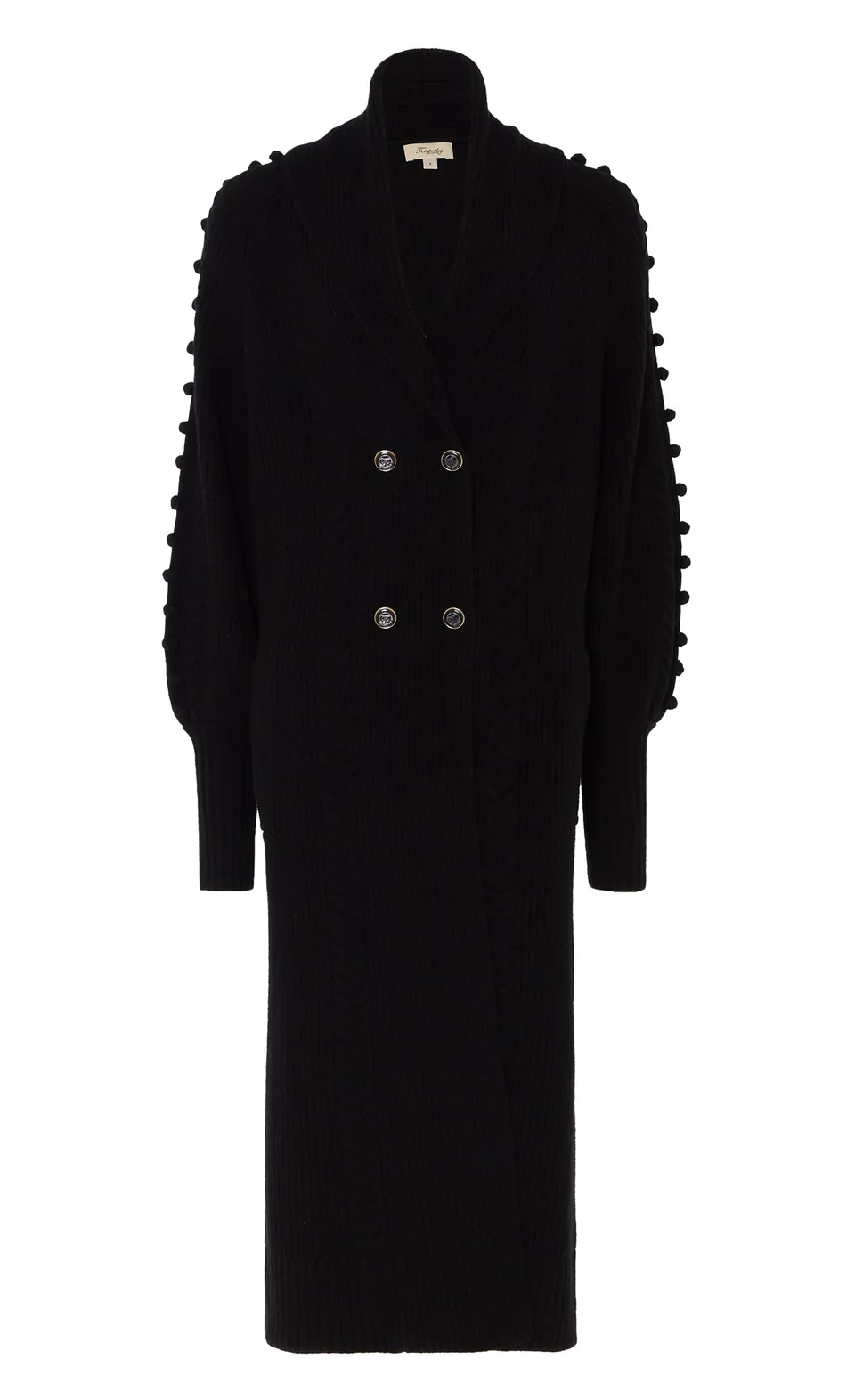 Temperley London Chrissie płaszcz dzianinowy czarny wełna