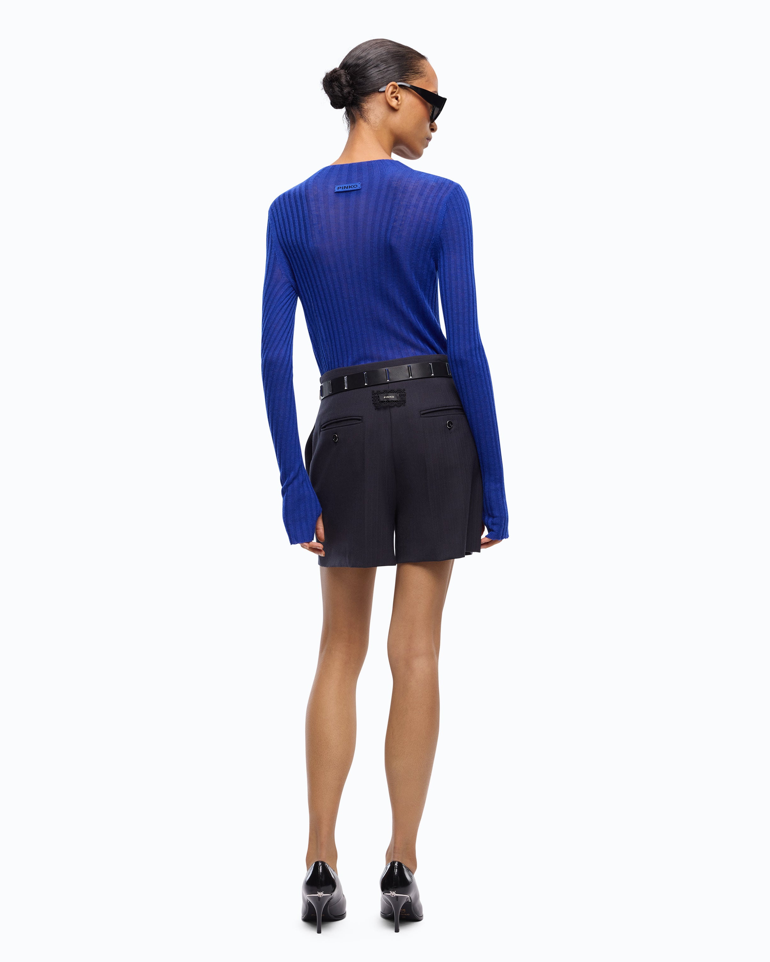 Pinko Muggito Sweater sweter wełniany niebieski