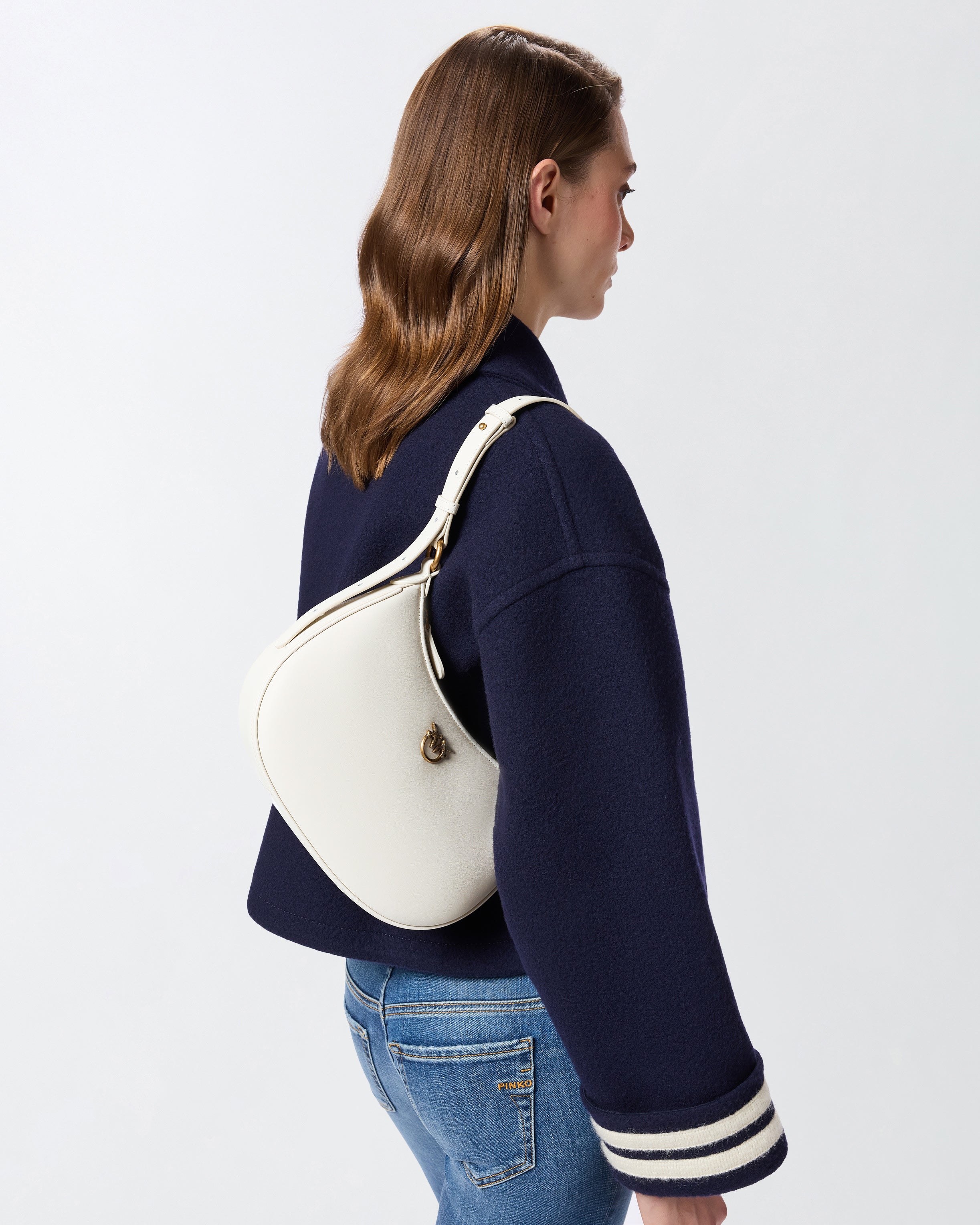 Pinko Mini Love Bag Half Moon torebka biała