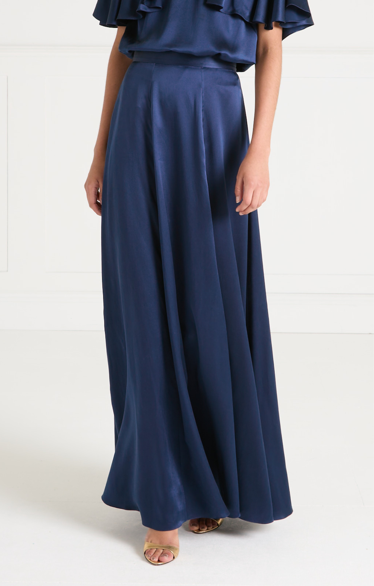 Temperley London Amerie spódnica satynowa szafirowa
