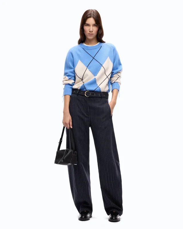 Pinko Liquore Pants spodnie balloon w prążek niebieskie