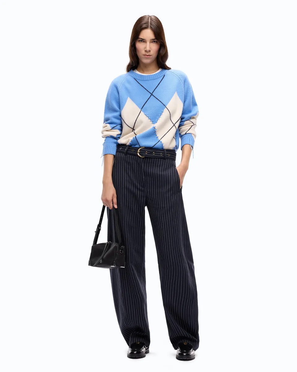 Pinko Liquore Pants spodnie balloon w prążek niebieskie