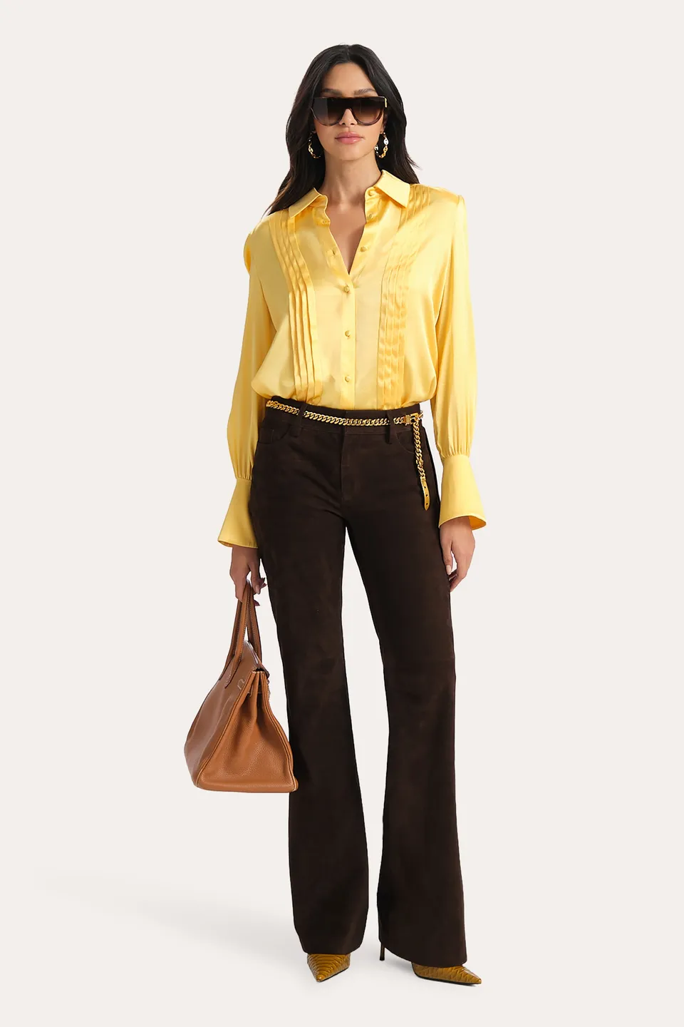 Elie Tahari Chloe bluzka charmeuse Lemon Silk