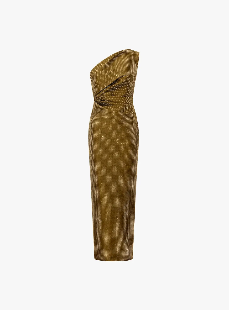Solace London Swanson sukienka maxi Gold jedno ramię