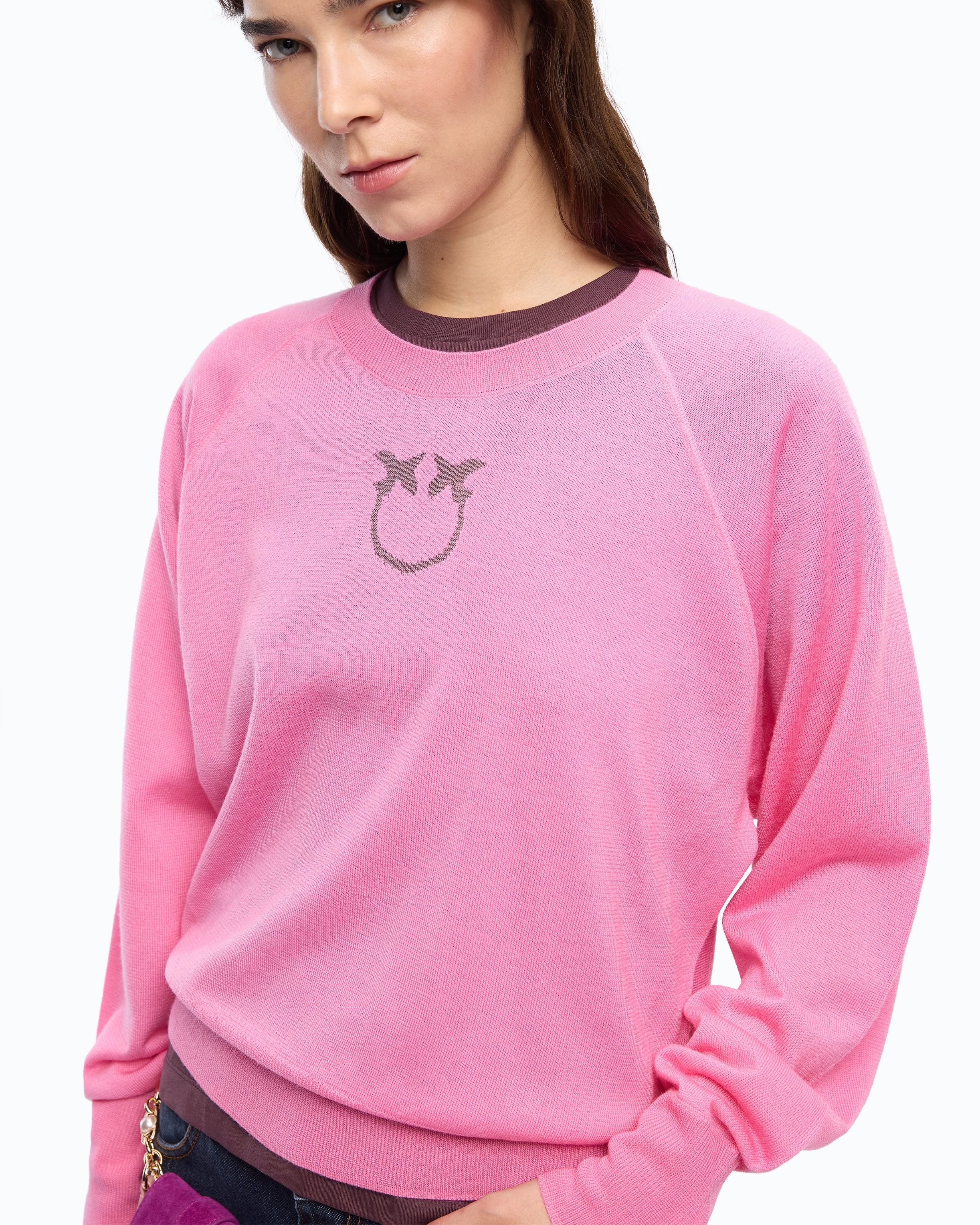 Pinko Lanzarote Sweater sweter różowy wełna
