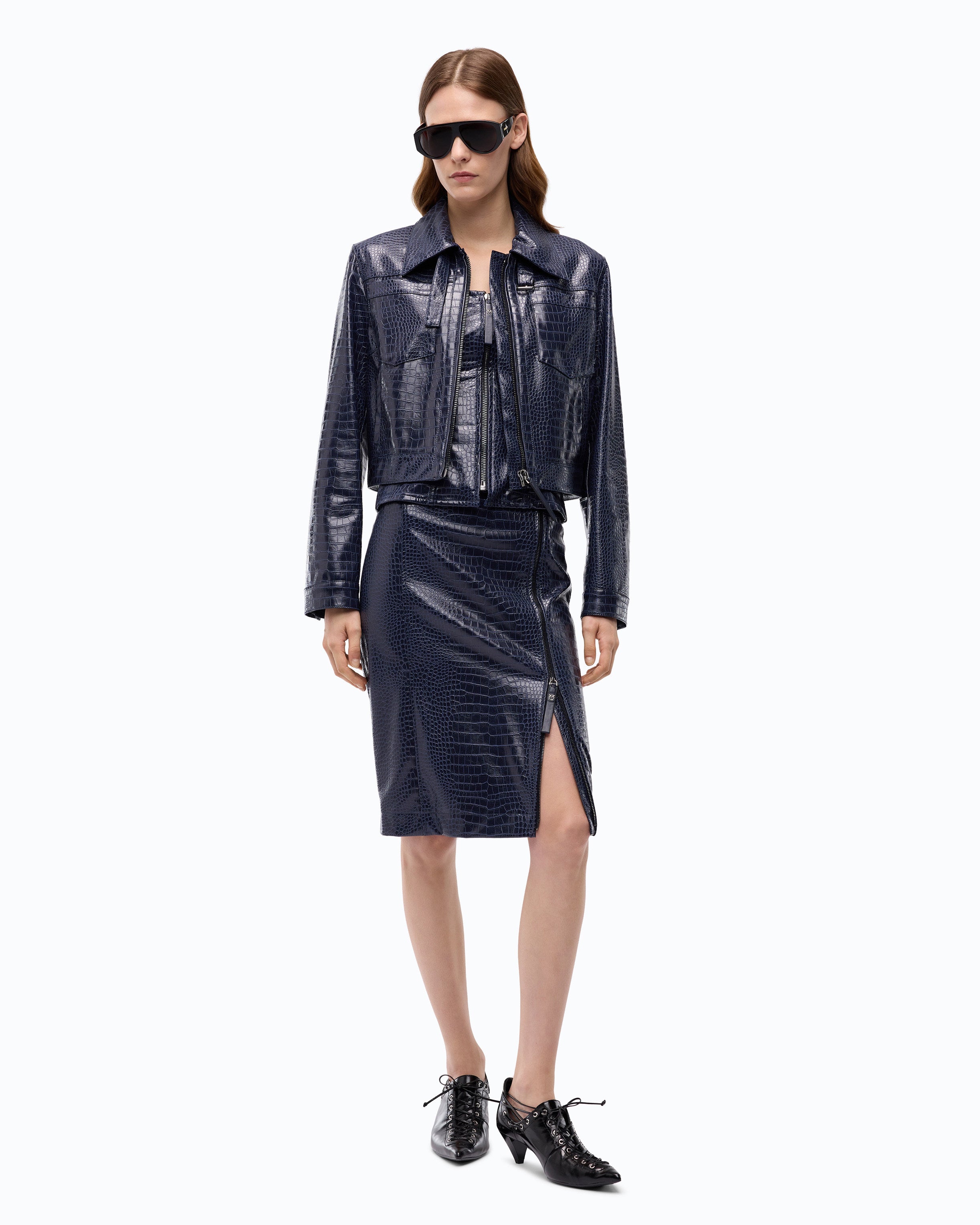 Pinko Bonarda Jacket kurtka niebieska krokodyl