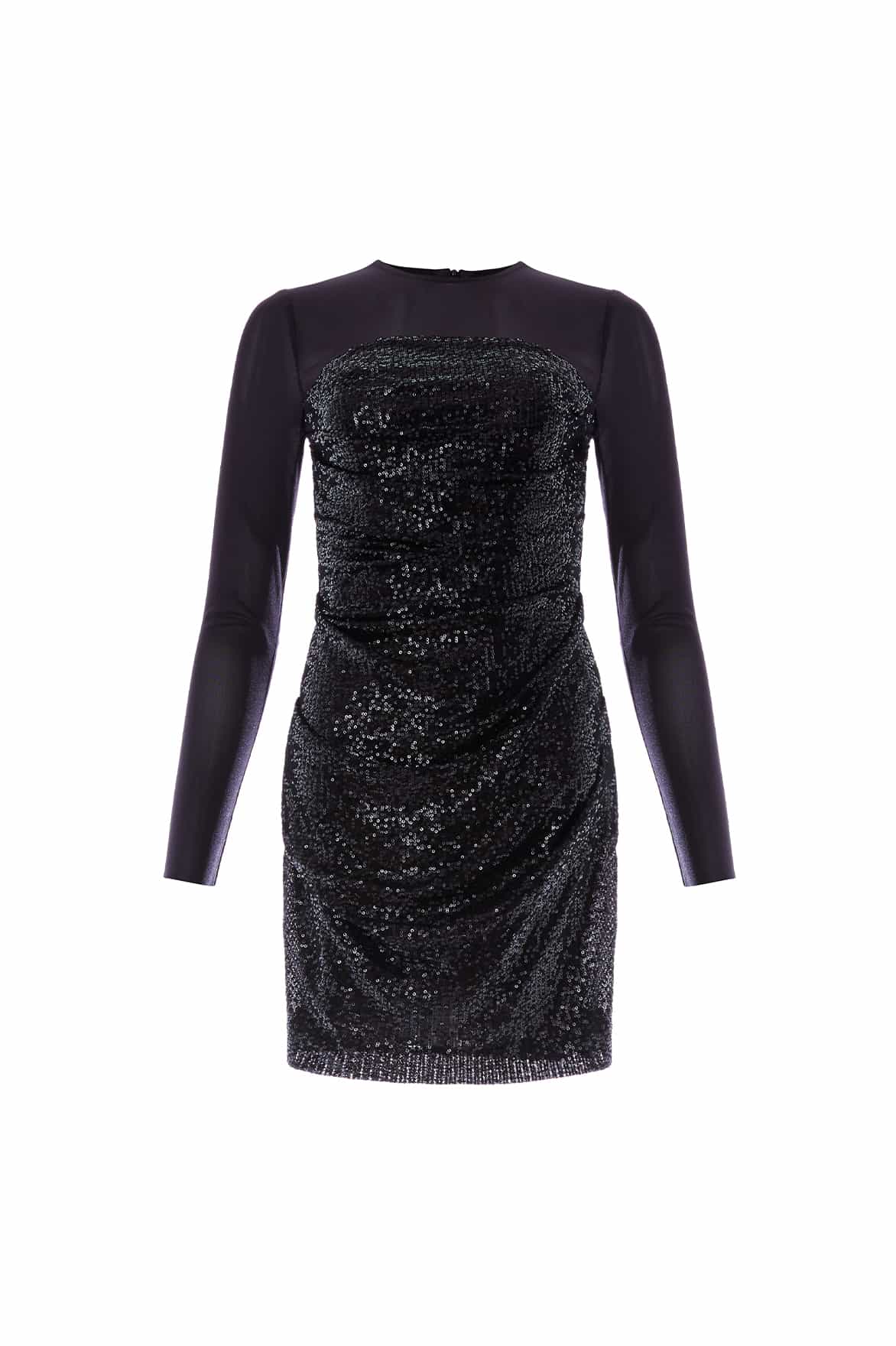 Needle & Thread Josephine Long Sleeve Micro Mini Dress sukienka czarna