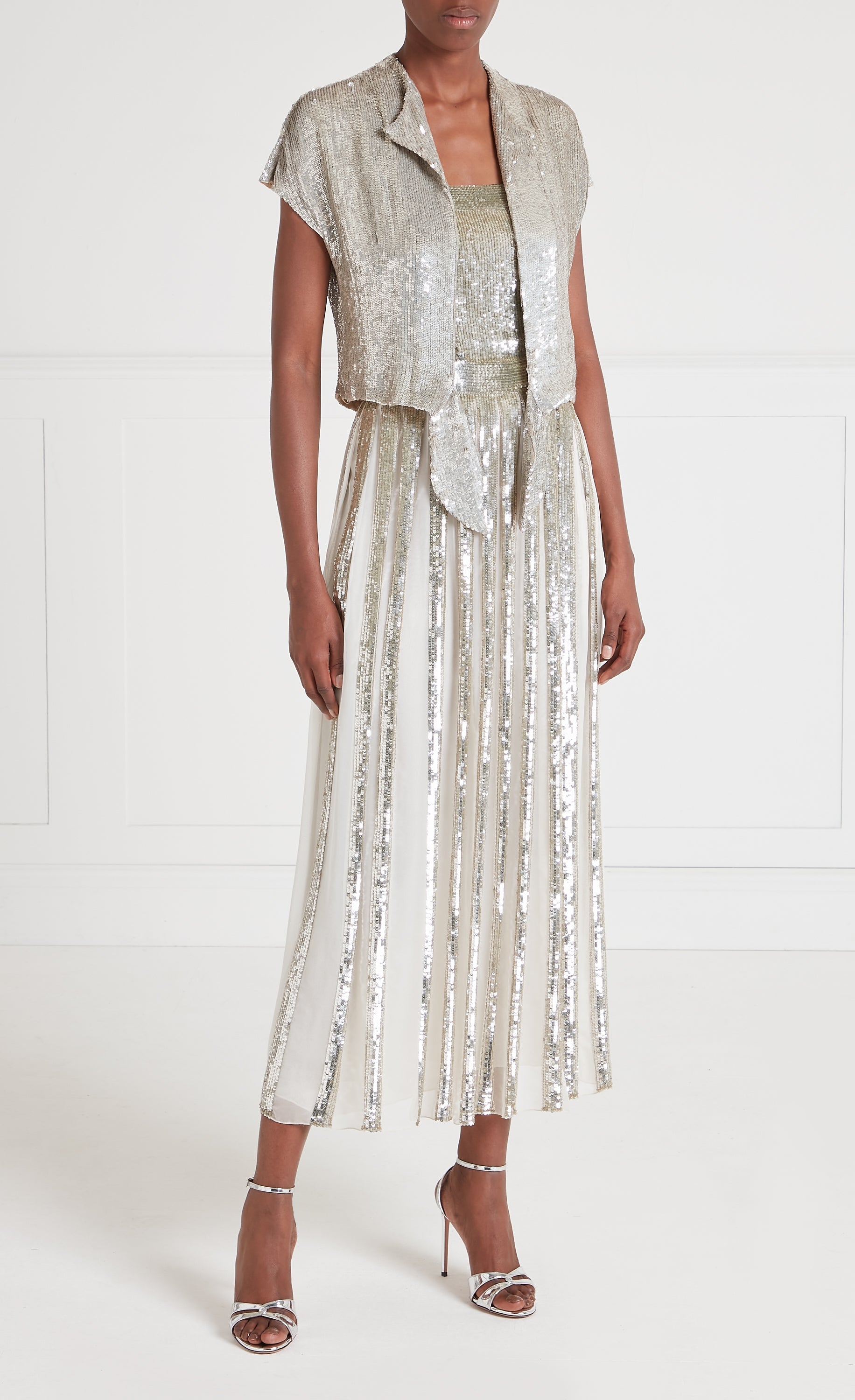 Temperley London Filigree żakiet cekinowy srebrny