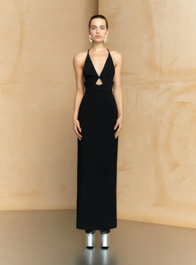 Solace London Milly sukienka wieczorowa czarna maxi bez rękawów