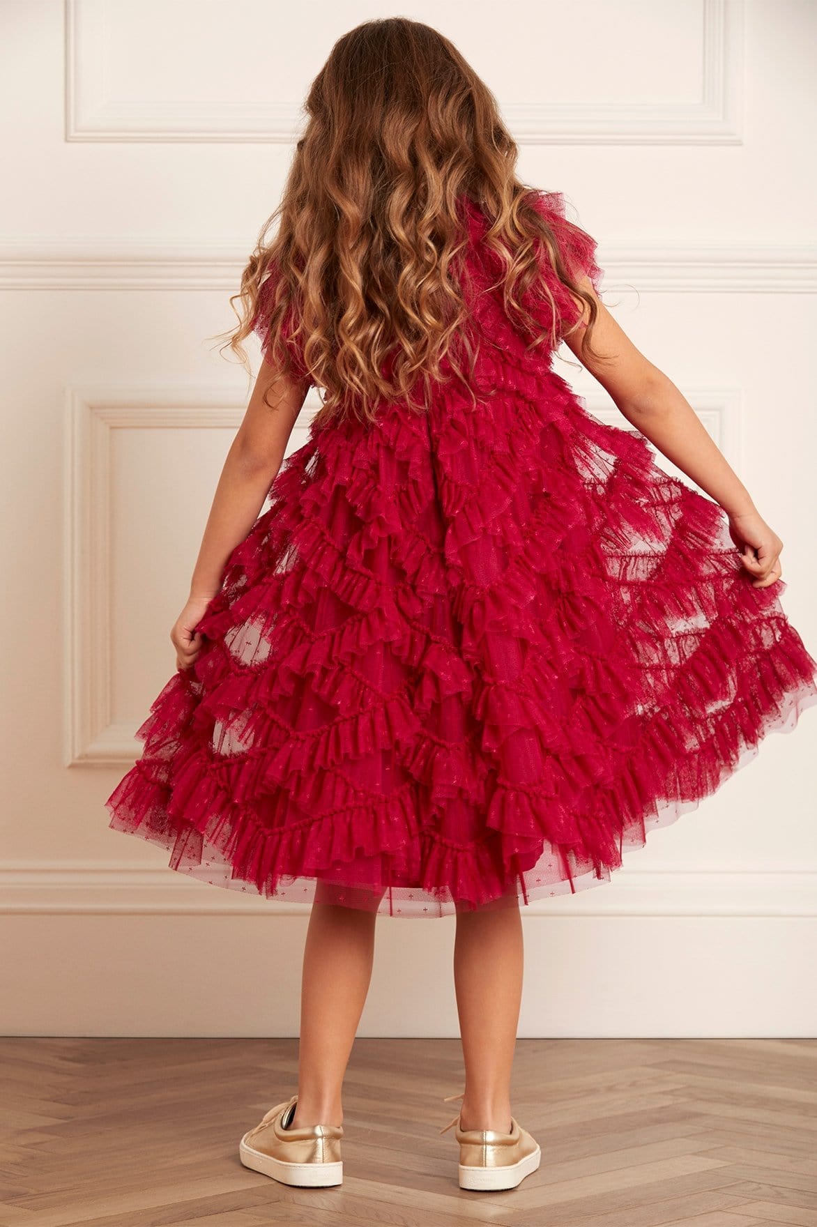 Needle & Thread Genevieve Dress sukienka czerwona tiul