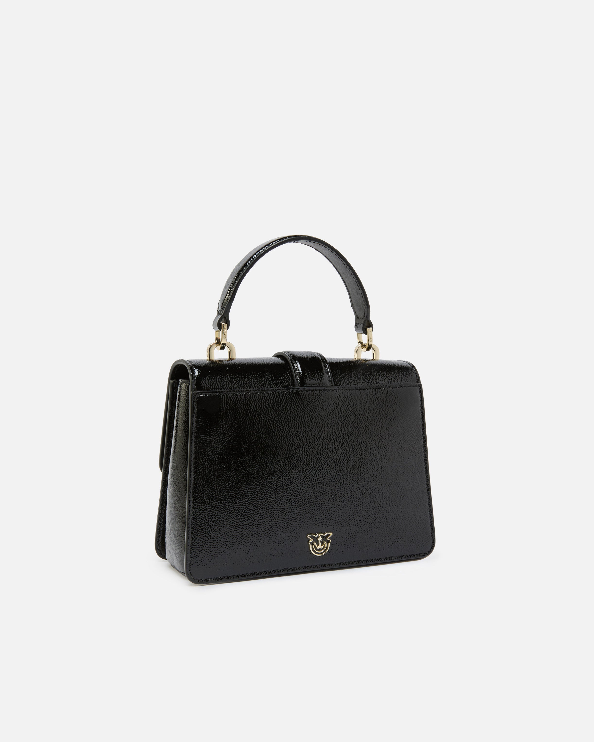 Pinko Love One Top Handle Mini torebka czarna lakierowana