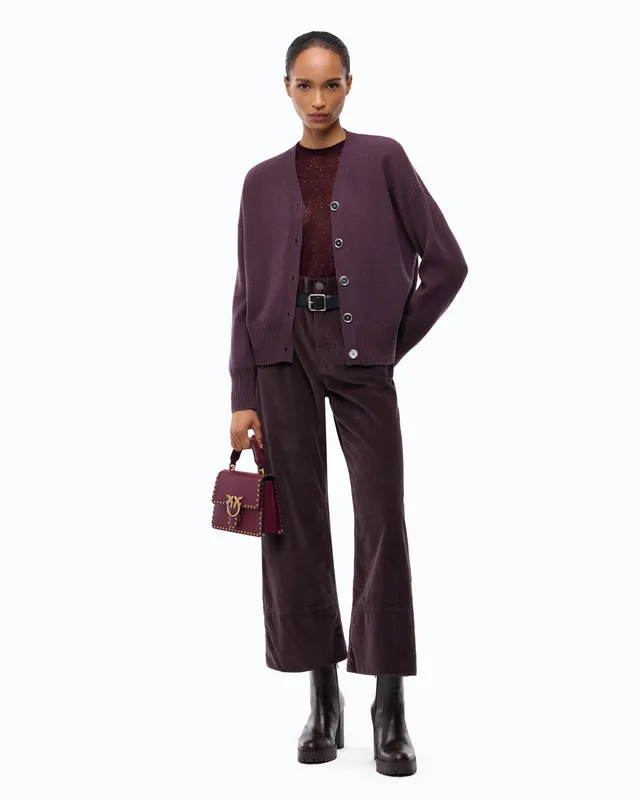 Pinko Vienna Cardigan kardigan fioletowy wełna i kaszmir