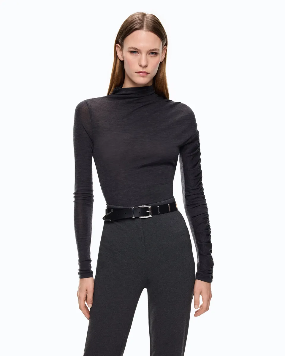 Pinko Loto sweter golf szary asymetryczny