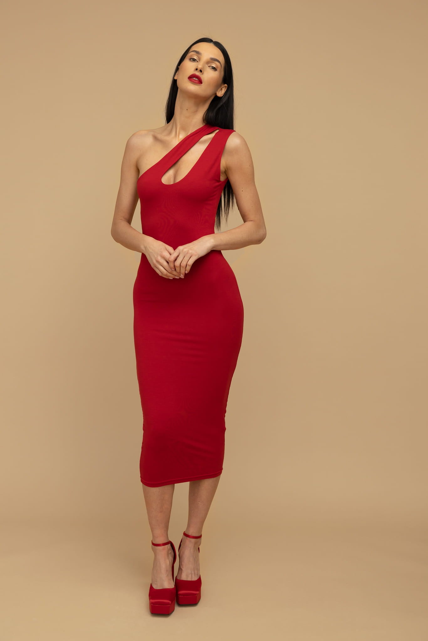 Nudyess Valentines sukienka midi czerwona modal