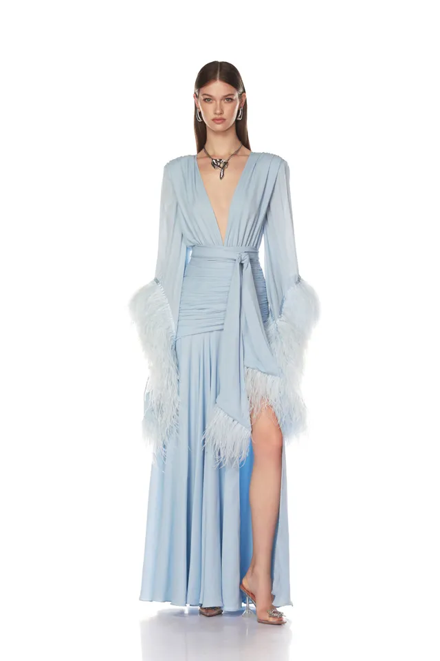 Bronx and Banco Geisha Powder Blue sukienka maxi błękitna