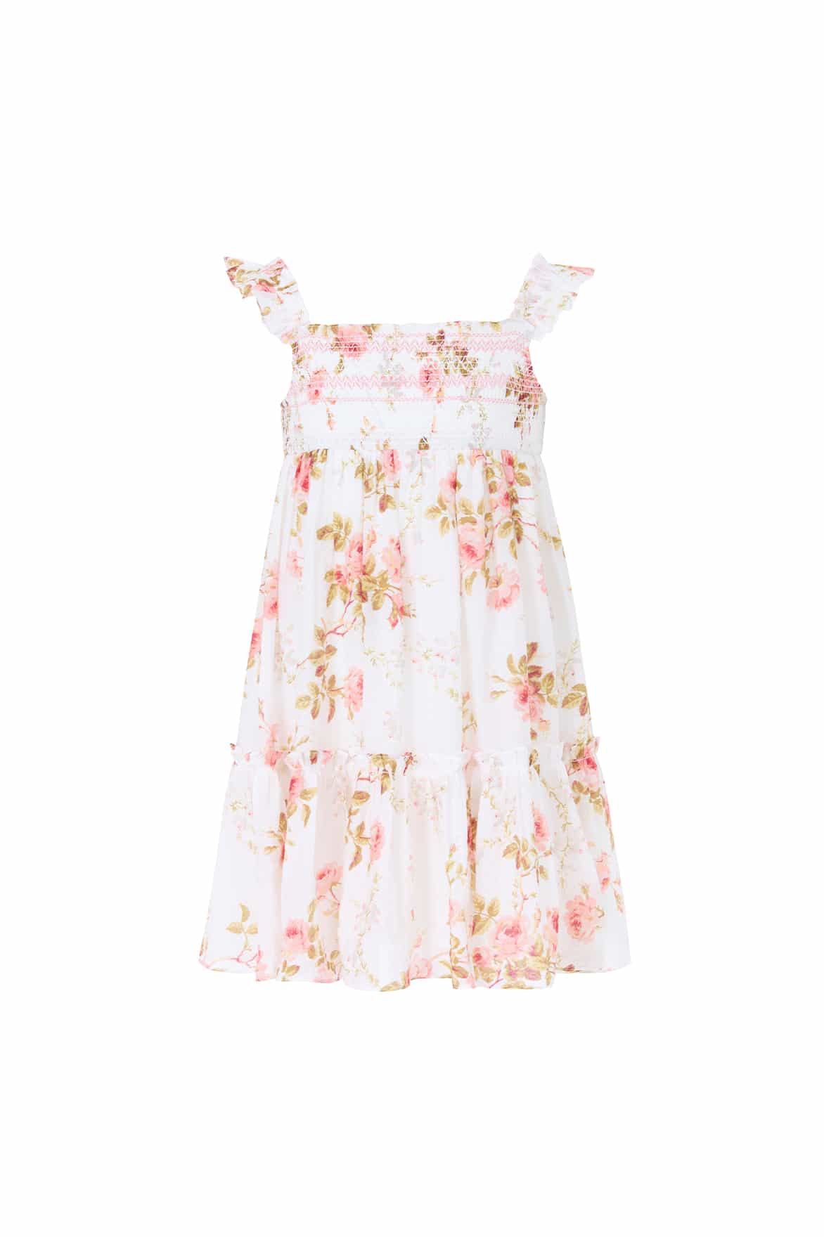 Needle & Thread Summer's Rose Smocked Cami sukienka biała w kwiaty