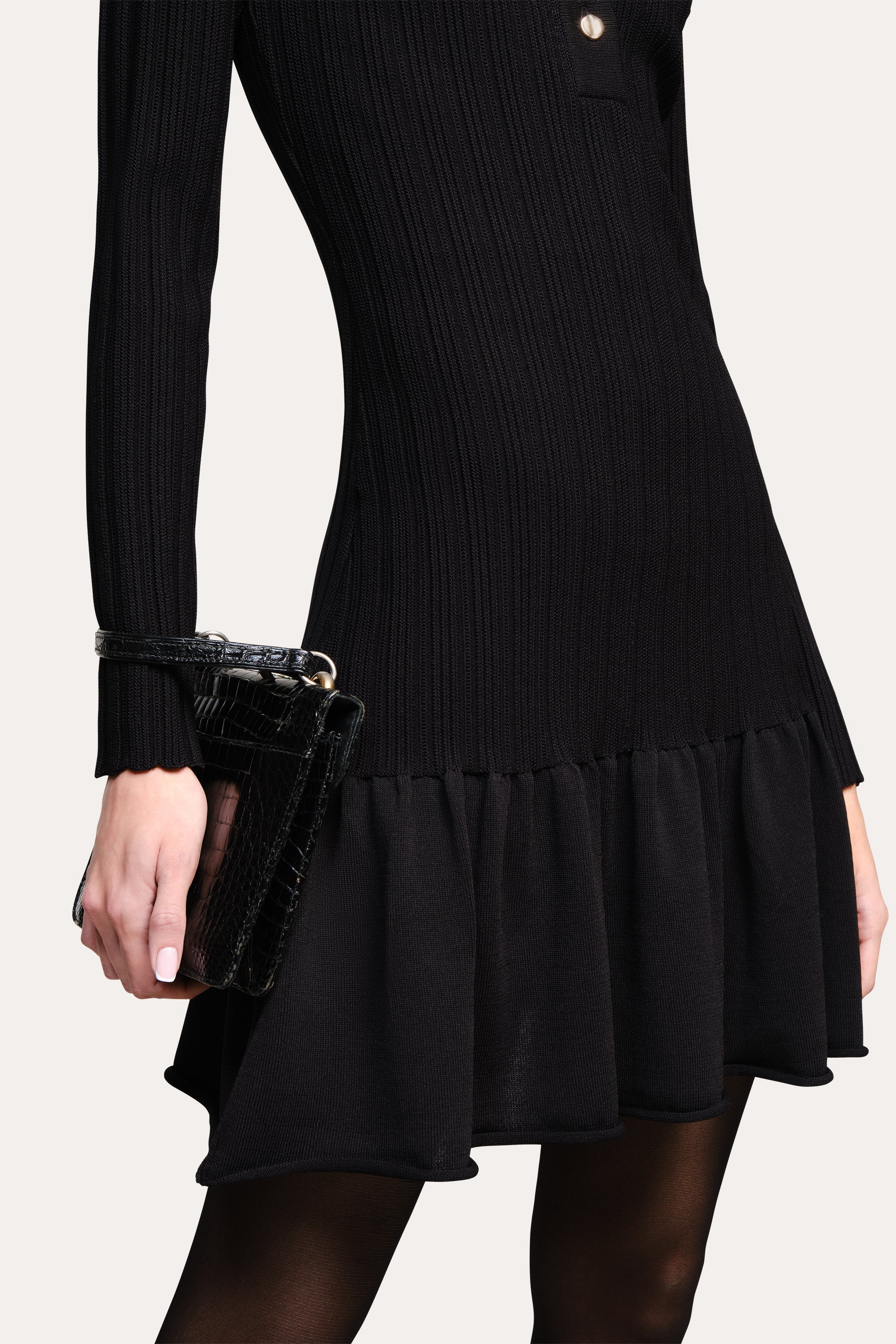 Elie Tahari Hudson sukienka mini Black dzianinowa