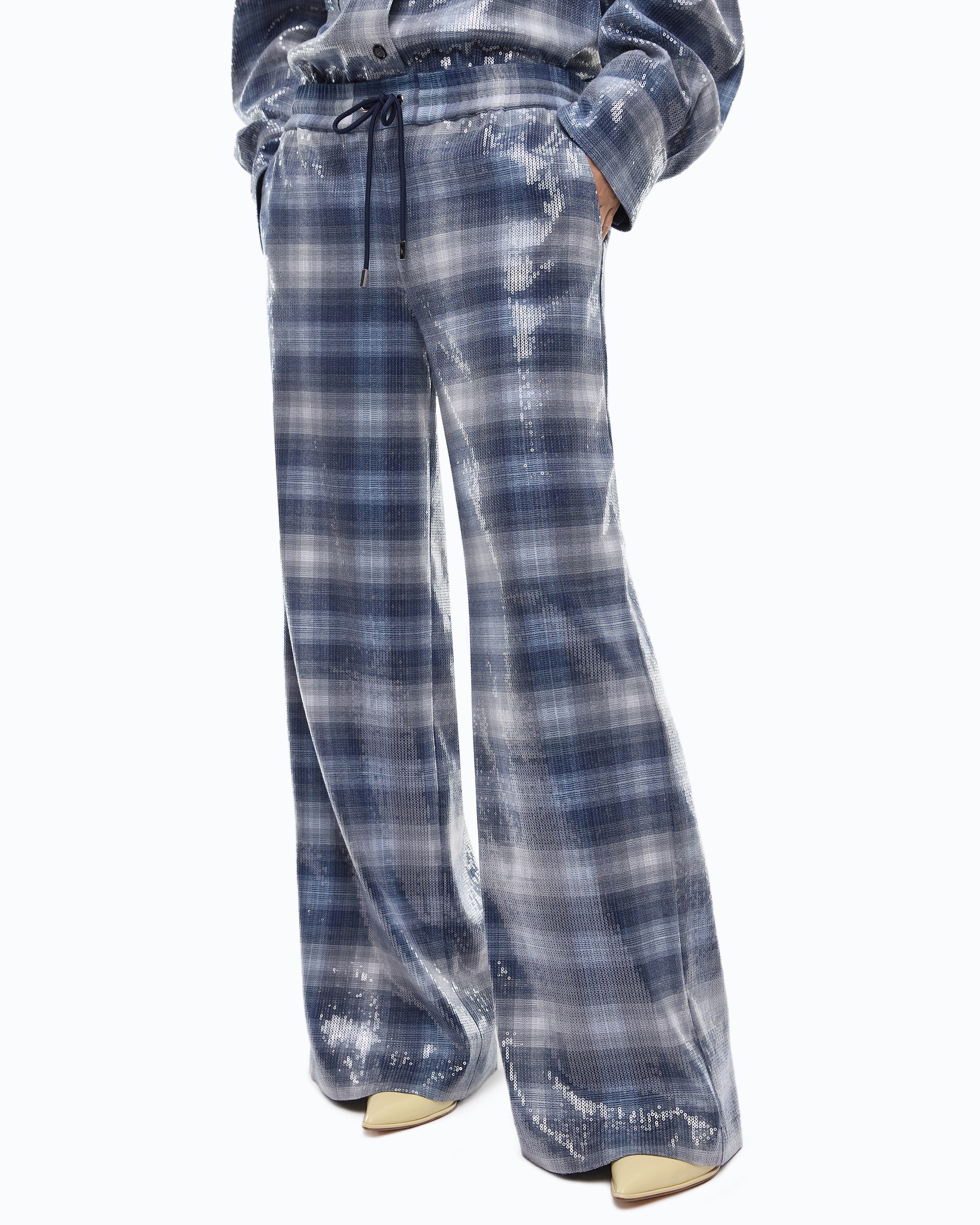 Pinko Primula Pants spodnie palazzo cekinowe kratka