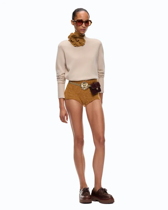 Pinko Postdam Shorts szorty wełniane kryształki