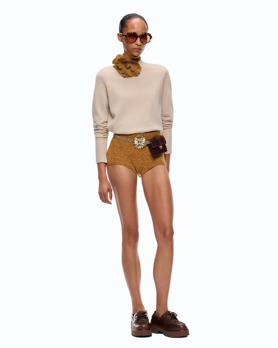 Pinko Postdam Shorts szorty wełniane kryształki