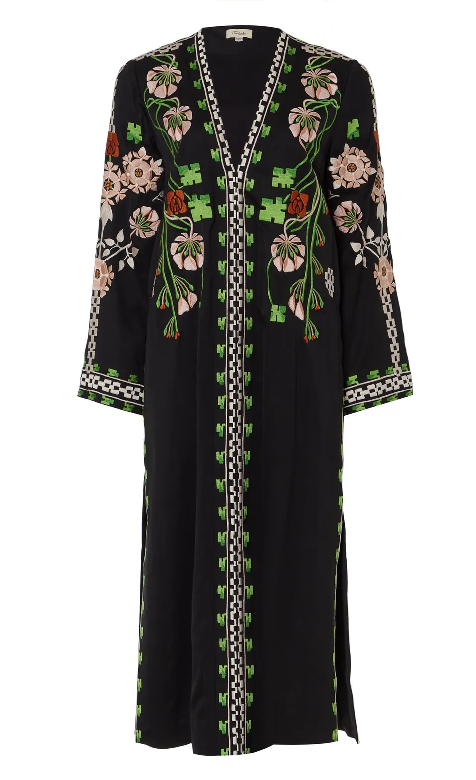 Temperley London Casa płaszcz kimono Black haftowany