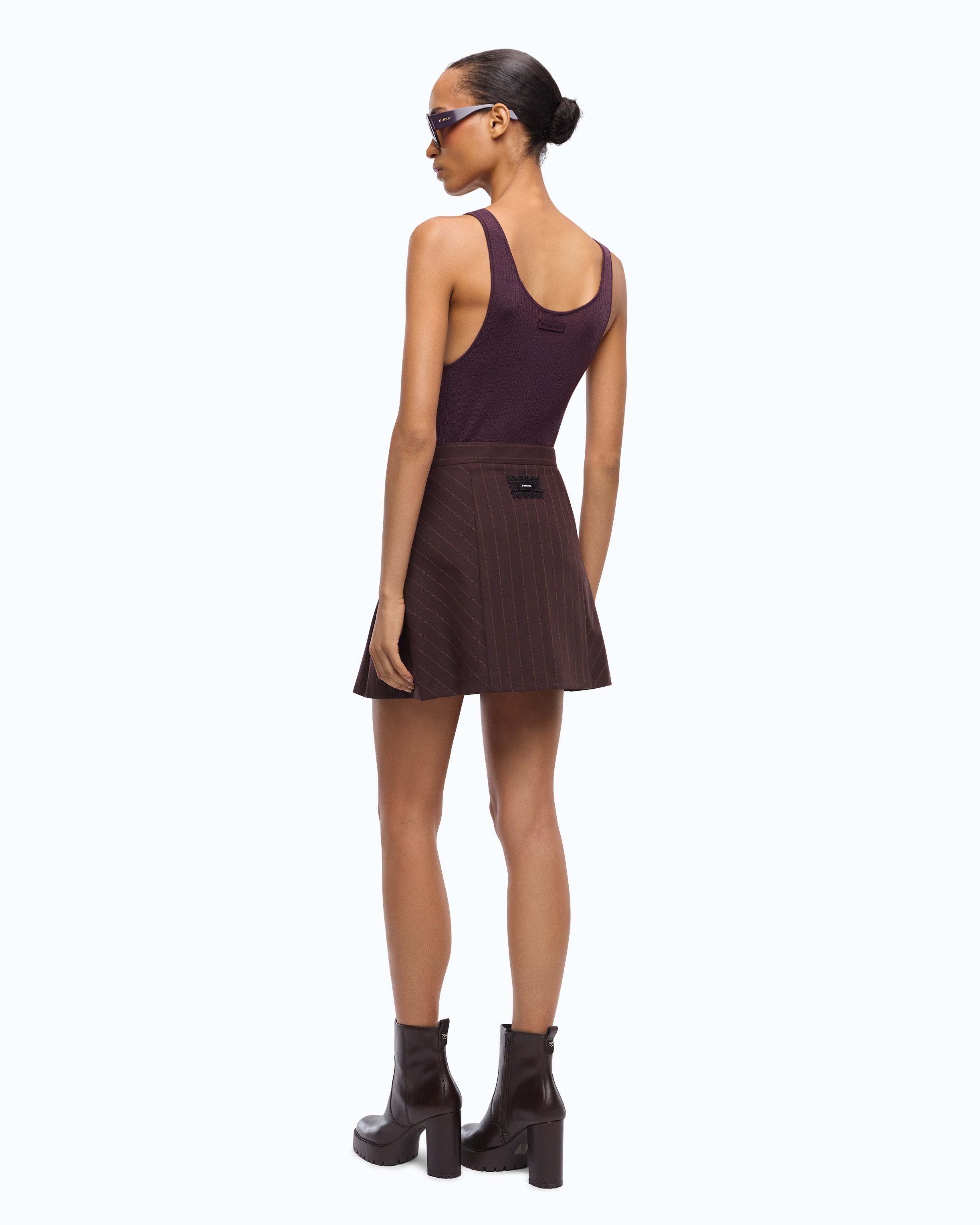 Pinko Giunco Skirt spódnica mini wełniana w prążek